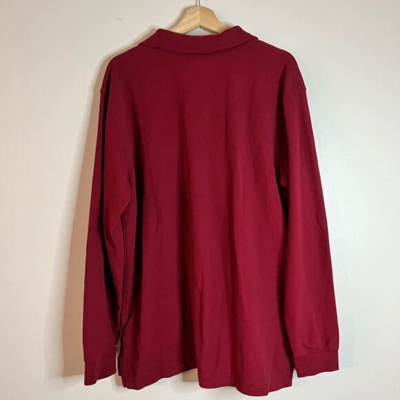 L.L. Bean Red Long-Sleeve Polo Shirt Men’s Large 100% Cotton Classic Fit - Picture 2 of 10